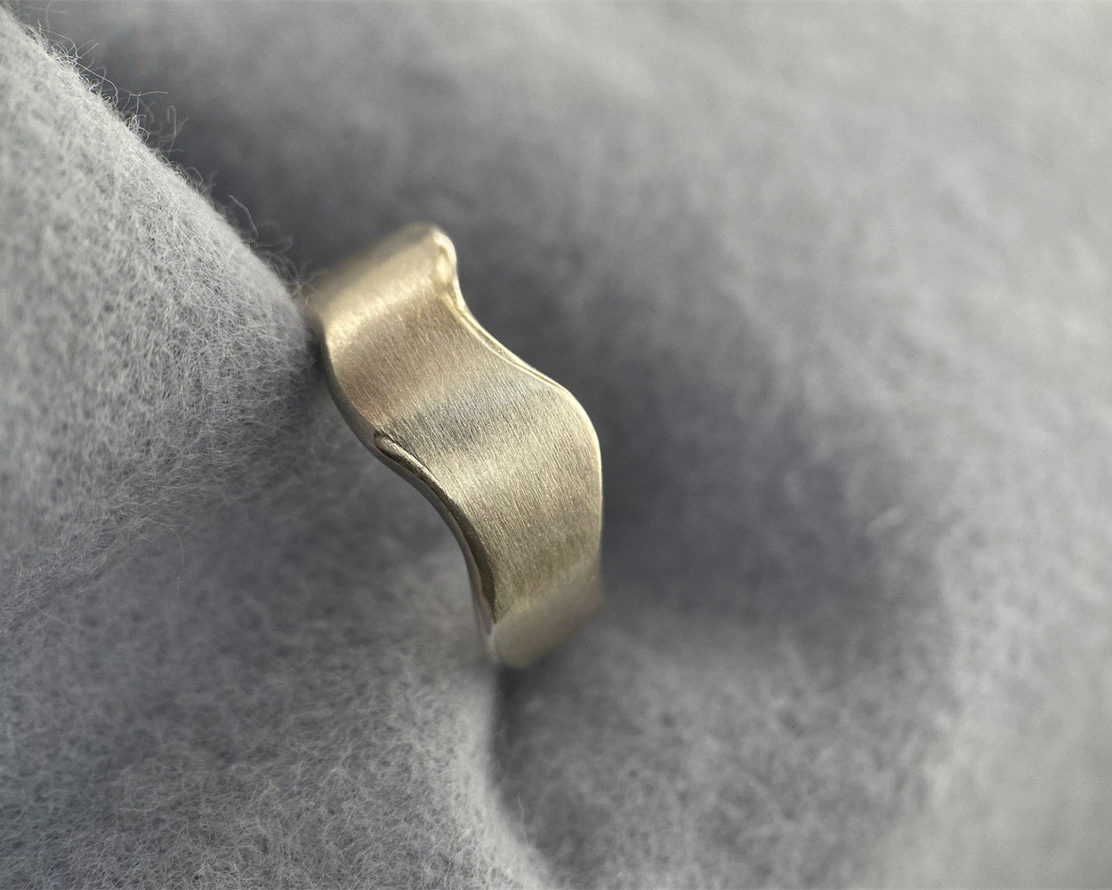 Multiple Sizes Geometric 925 Sterling Silver Wide Matte Wave Band Ring