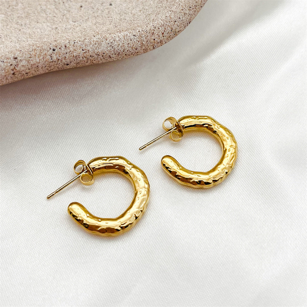 5pairs Different Designs Geometric Stainless Steel Pearl Gemstone Huggie Stud Earrings