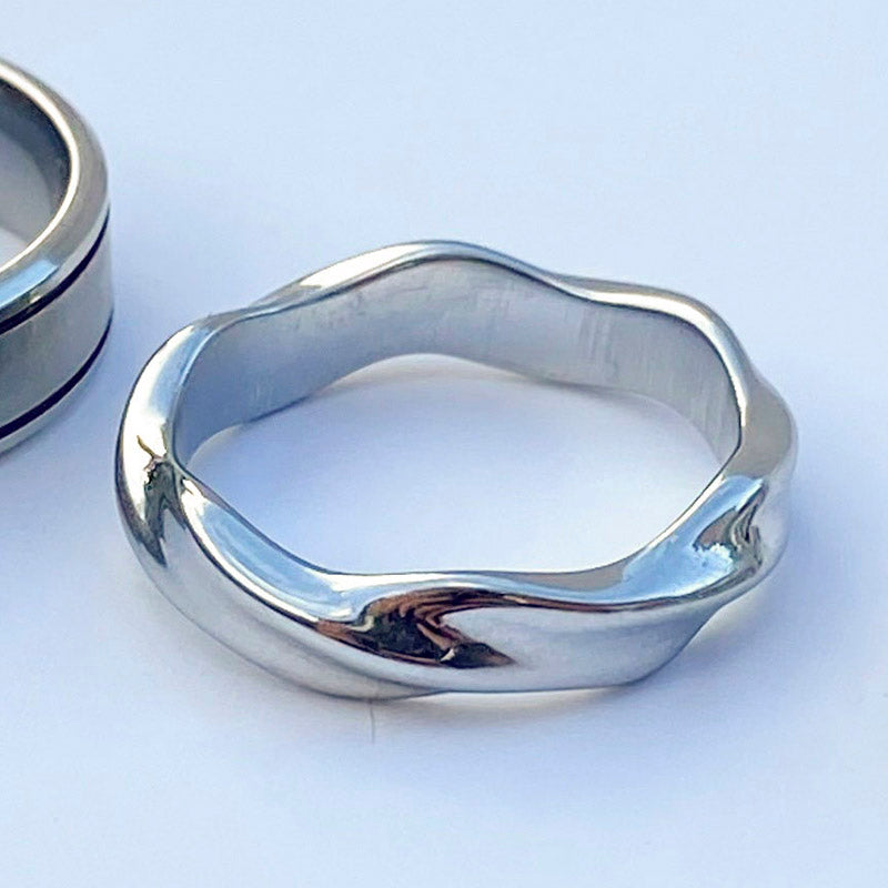 Minimalist 4 Different Designs Stainless Steel Silver Band Rings For Men