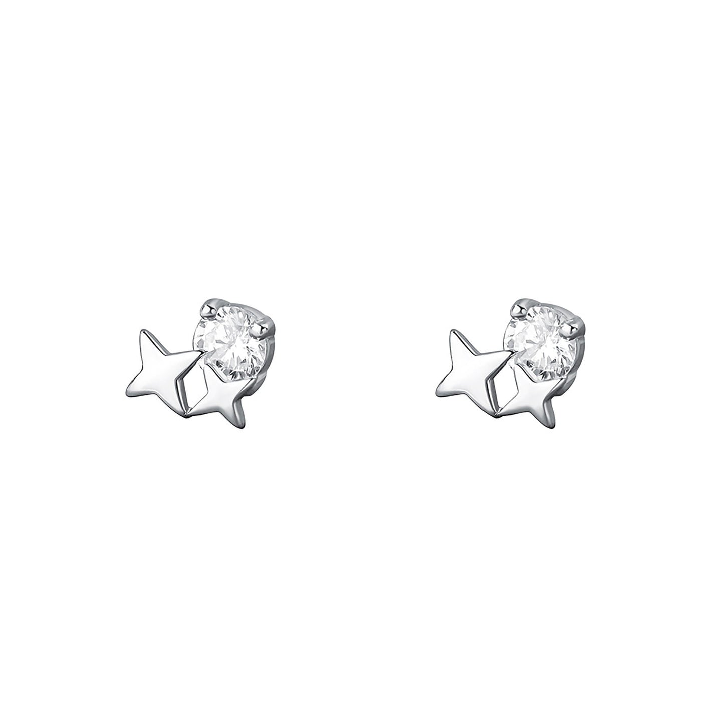 Daily Wear Four Pointed Star Zircon Hypoallergenic Sterling Silver Stud Earrings