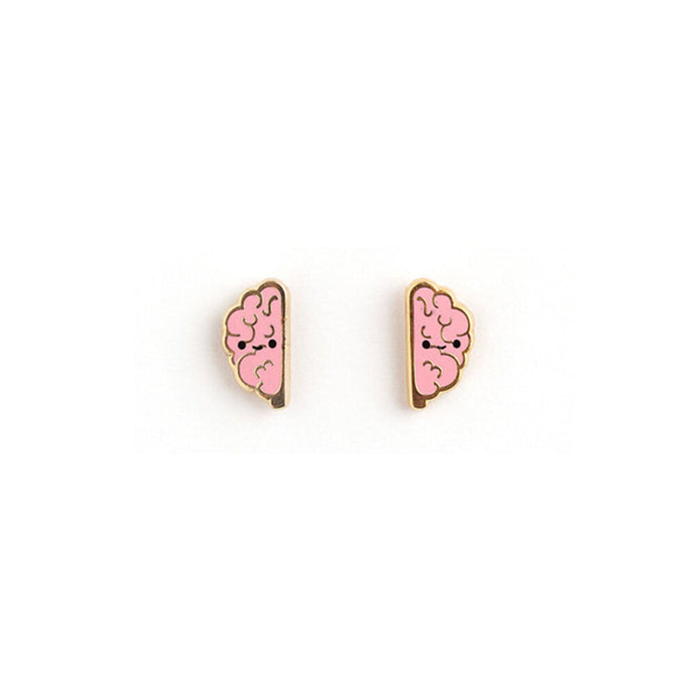 316L Stainless Steel Enamel Cute Brain Earrings