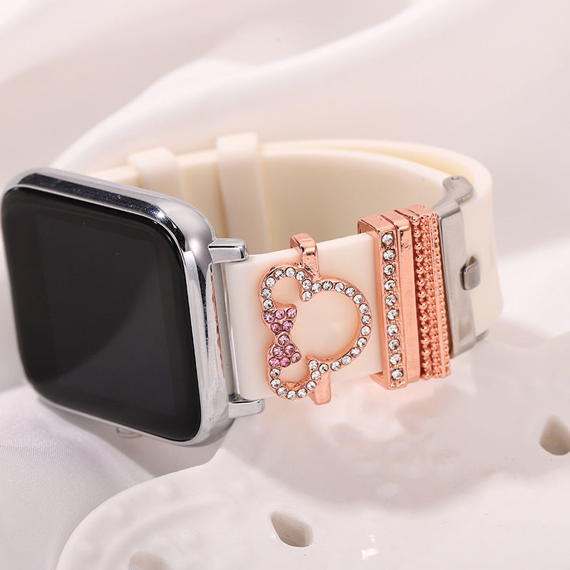 5pcs Cute Disney Mickey Mouse Rhinestone Dainty Charms Set For Silicone Watchband