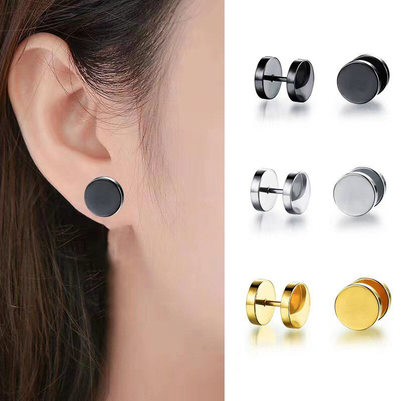 12pairs Unisex Punk 316L Stainless Steel Multi Colors Huggie Earrings