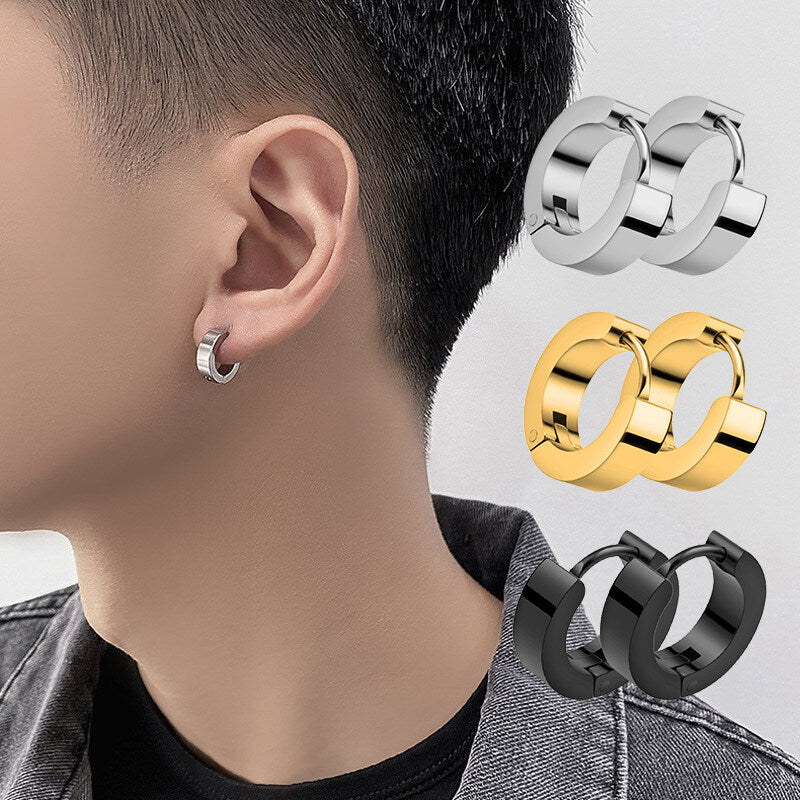 12pairs Unisex Punk 316L Stainless Steel Multi Colors Huggie Earrings
