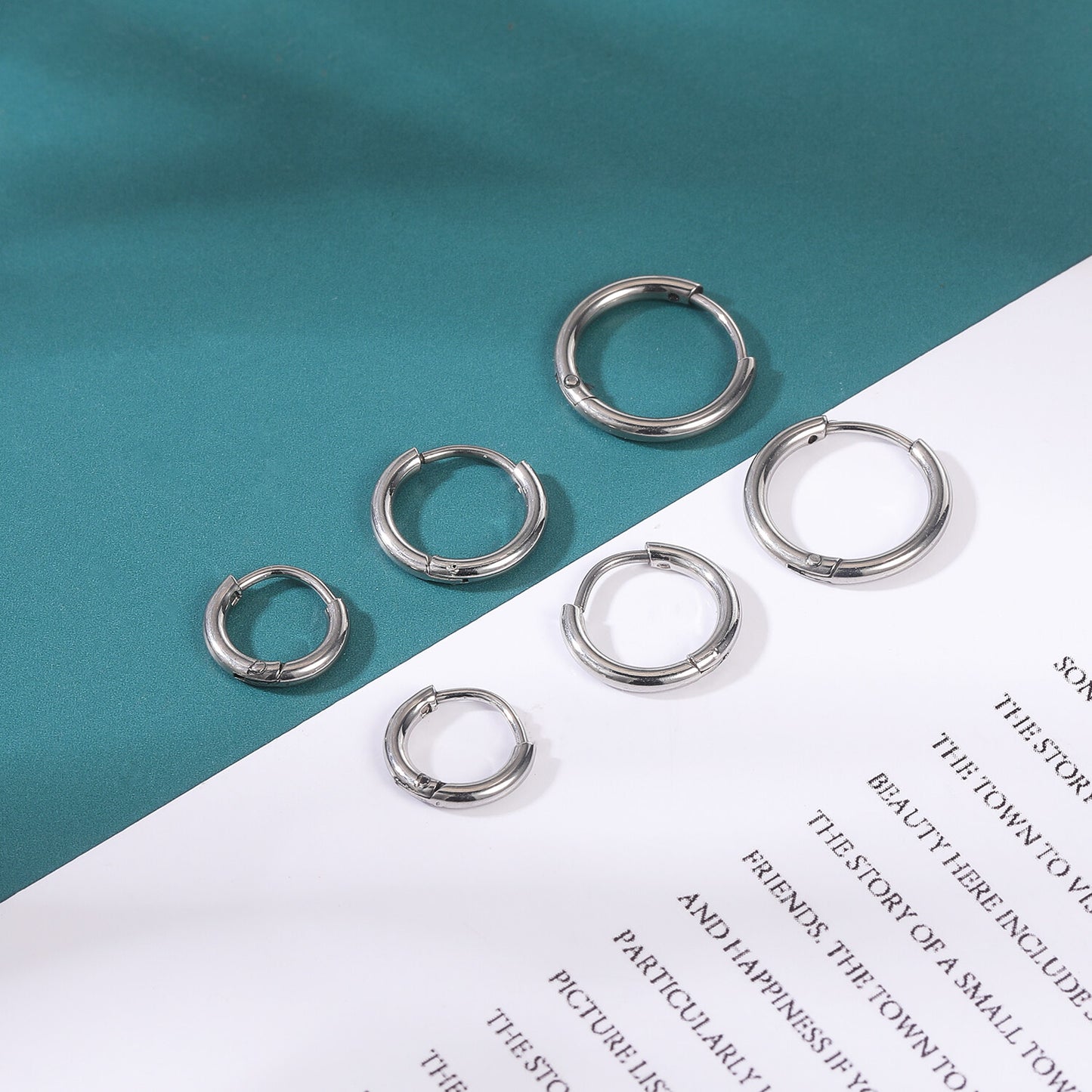 1 Pair 6mm 8mm 10mm Dia Circle 4 Colors Unisex Stainless Steel Hoop Huggie Earrings