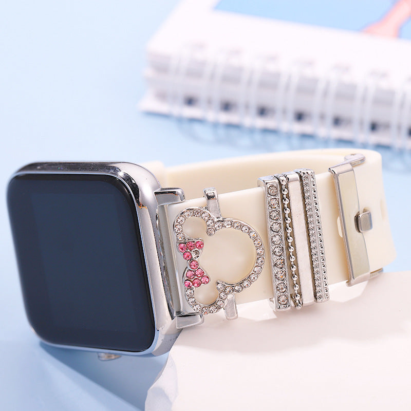 5pcs Cute Disney Mickey Mouse Rhinestone Dainty Charms Set For Silicone Watchband