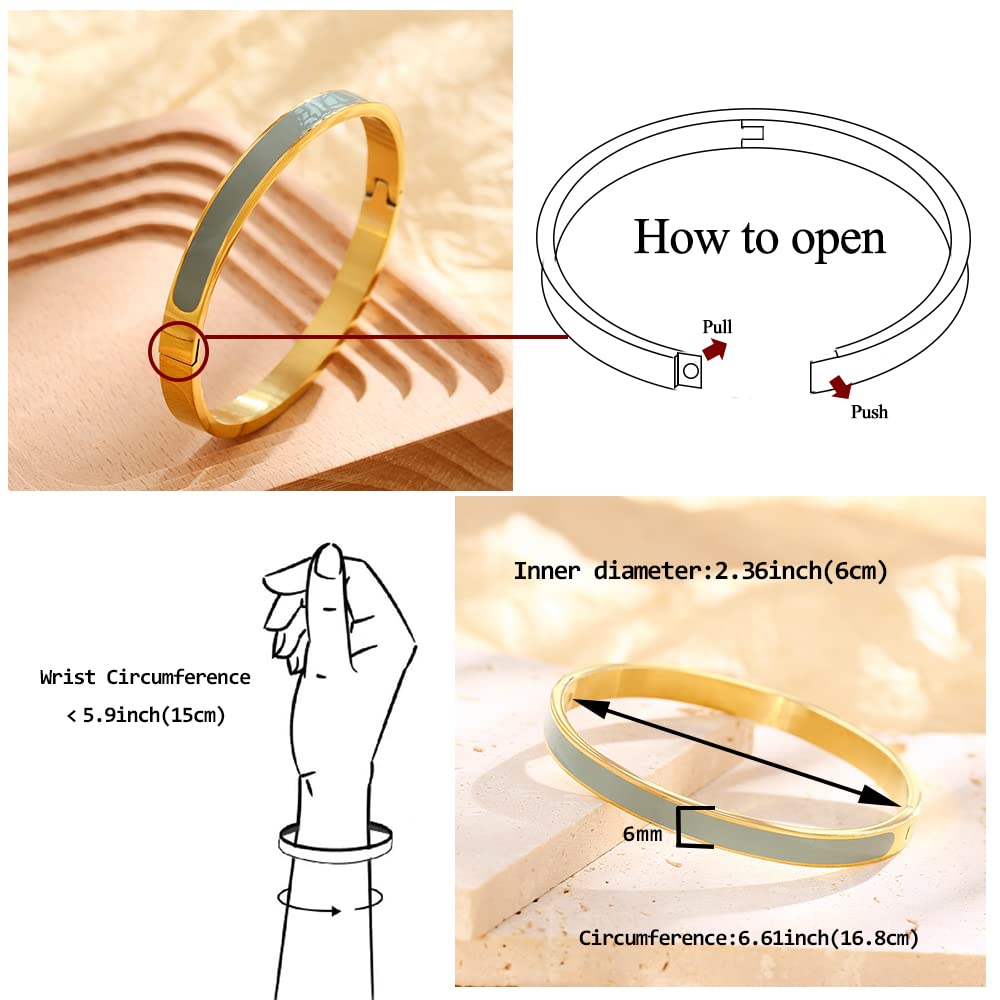 Multi Colors Enamel Gold Stainless Steel 6mm Width Women Jewelry Bangle Bracelet