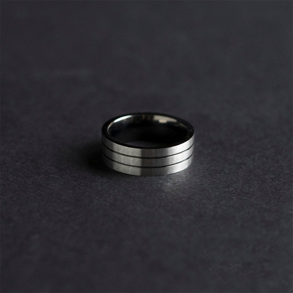 Multi Sizes Mens Brushed Stainless Steel Stripes Engraving Plain Band Ring