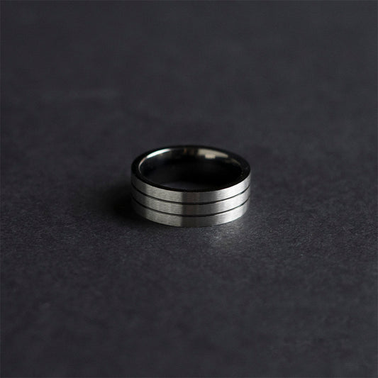 Multi Sizes Mens Brushed Stainless Steel Stripes Engraving Plain Band Ring