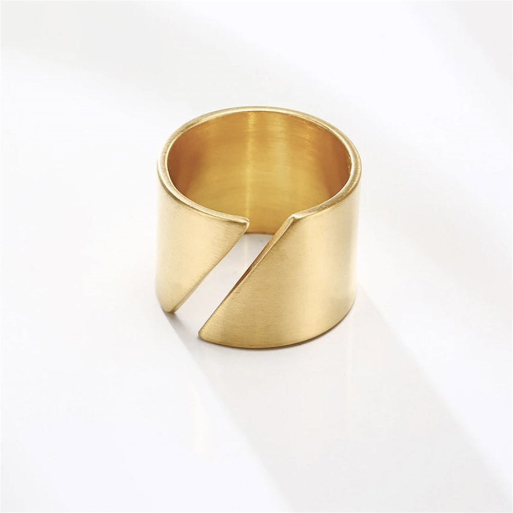 Chunky 316L Stainless Steel Thick Gold Plated Adjustable Band Ring