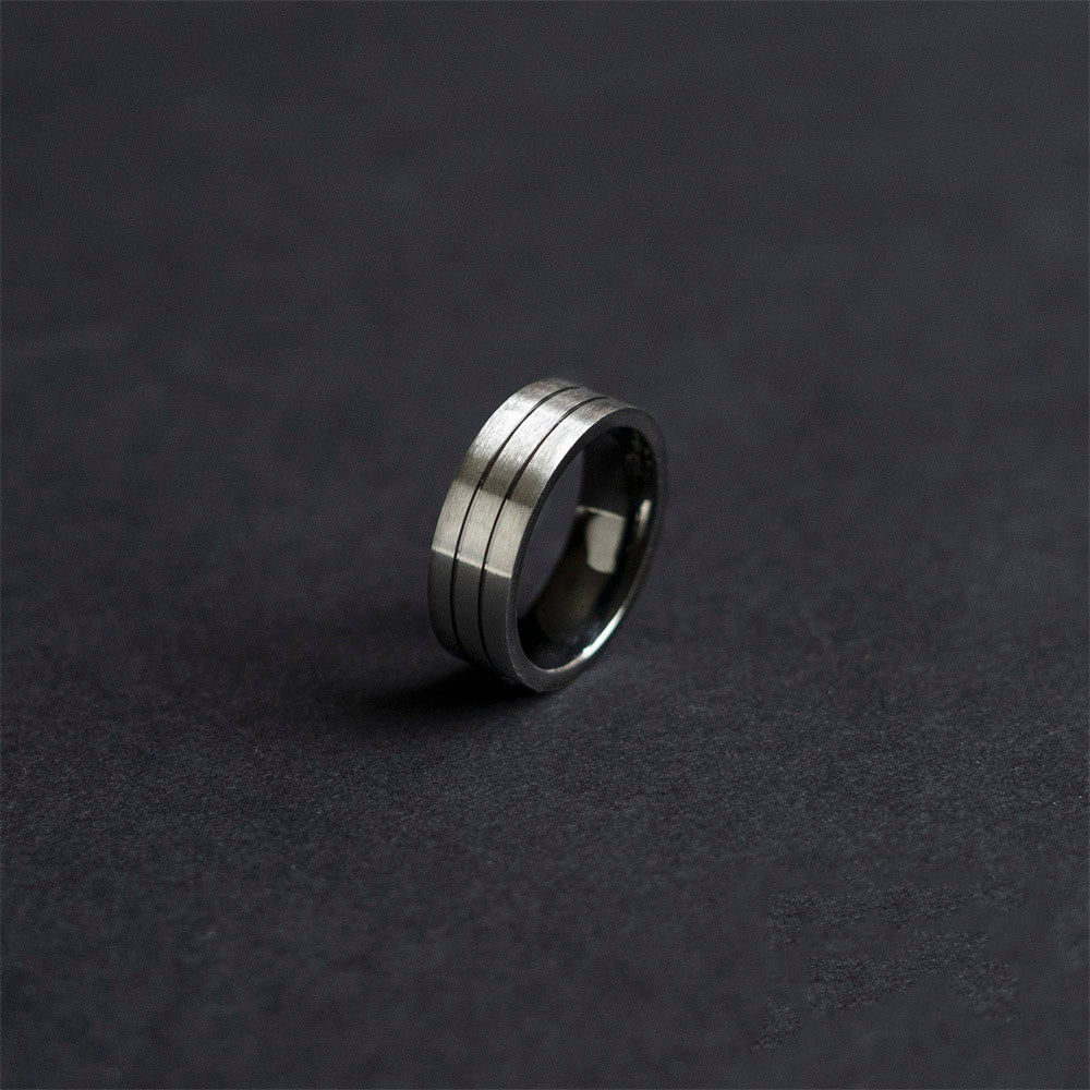 Multi Sizes Mens Brushed Stainless Steel Stripes Engraving Plain Band Ring