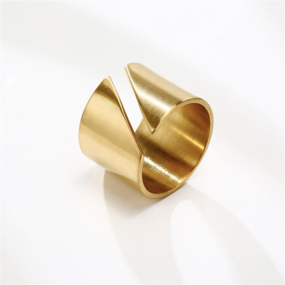 Chunky 316L Stainless Steel Thick Gold Plated Adjustable Band Ring
