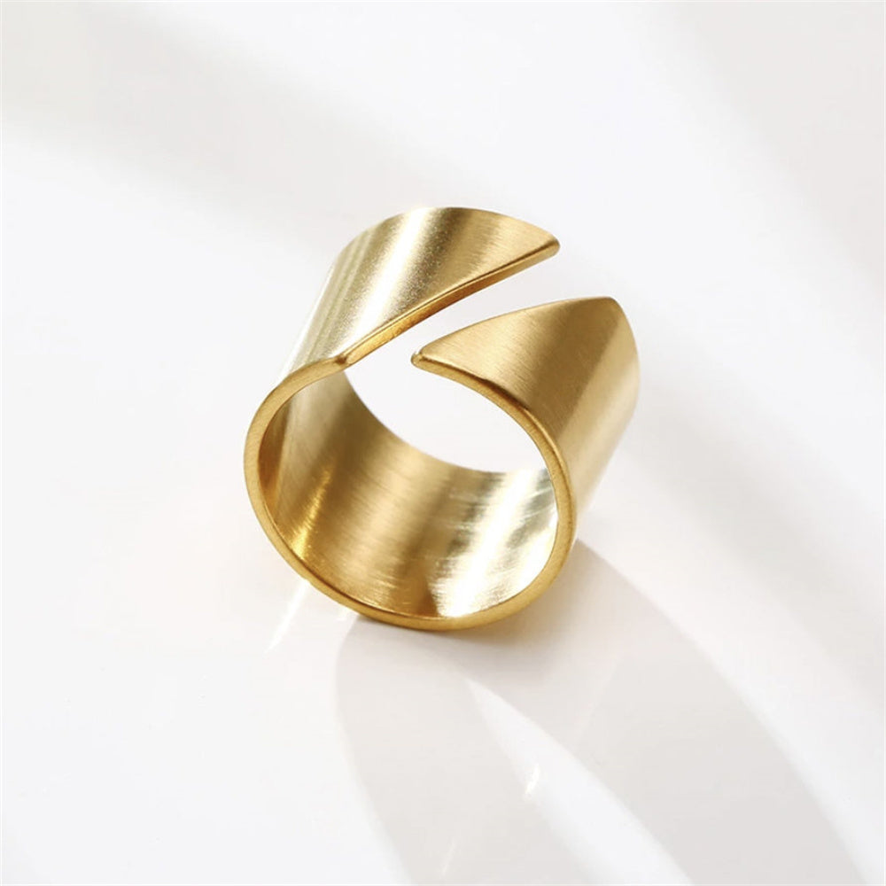 Chunky 316L Stainless Steel Thick Gold Plated Adjustable Band Ring