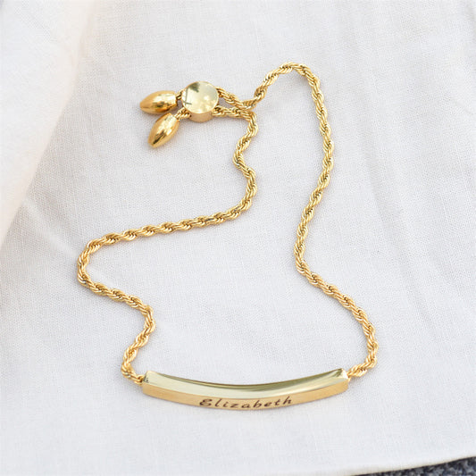 Personalized Name Engraved 316L Steel Jewelry Gold Bar Bracelet For Women
