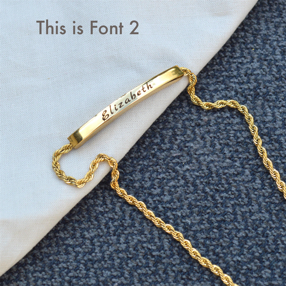 Personalized Name Engraved 316L Steel Jewelry Gold Bar Bracelet For Women