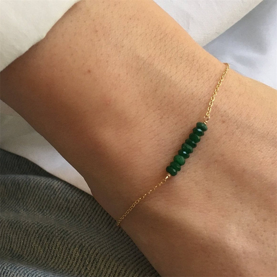 Dainty Handmade Jewelry 316L Steel Birthstone Beaded Bracelet For Girls