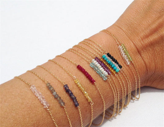 Dainty Handmade Jewelry 316L Steel Birthstone Beaded Bracelet For Girls