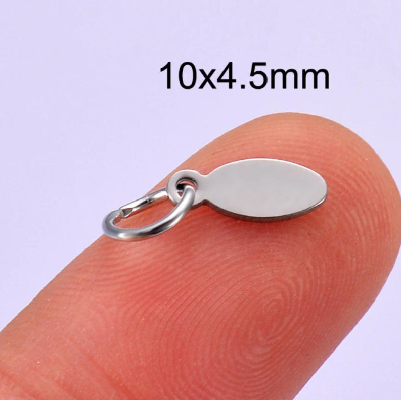 Customized Logo Oval Round Heart Shaped Gold Plated 316L Steel Jewelry Charms