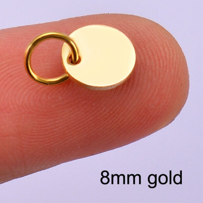 Customized Logo Oval Round Heart Shaped Gold Plated 316L Steel Jewelry Charms