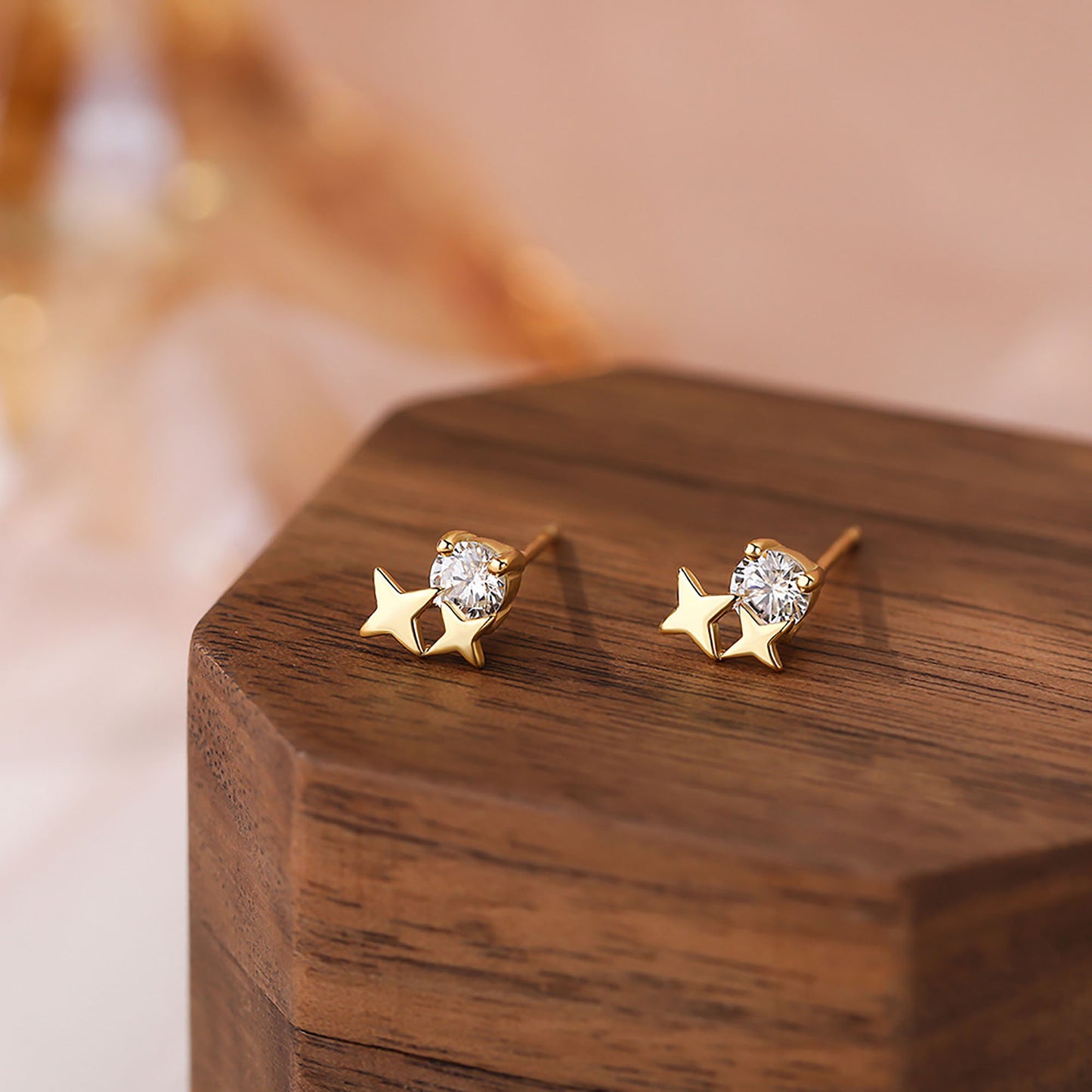 Daily Wear Four Pointed Star Zircon Hypoallergenic Sterling Silver Stud Earrings