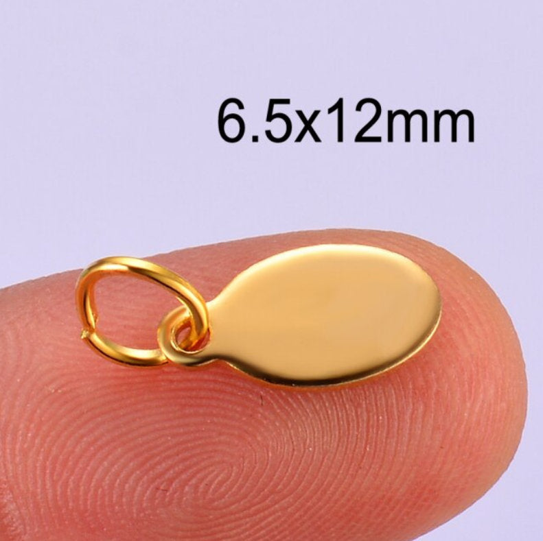 Customized Logo Oval Round Heart Shaped Gold Plated 316L Steel Jewelry Charms