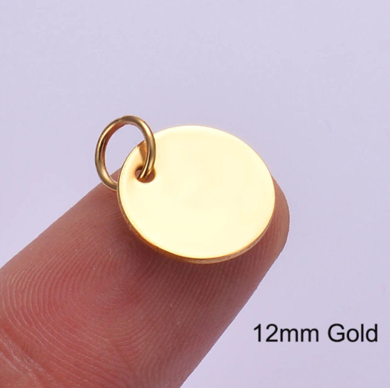 Customized Logo Oval Round Heart Shaped Gold Plated 316L Steel Jewelry Charms