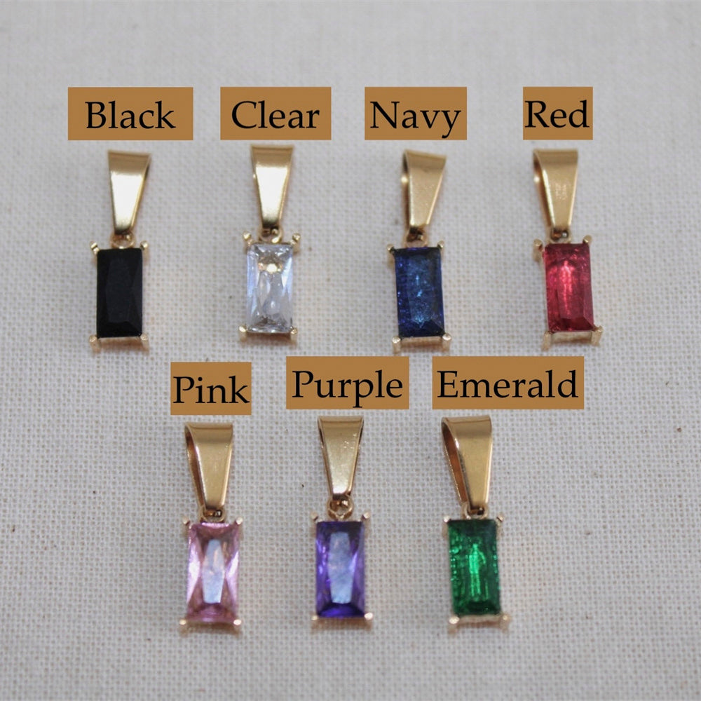 18K Gold Plated Waterproof Stainless Steel Zircon Gemstone Charm Necklace