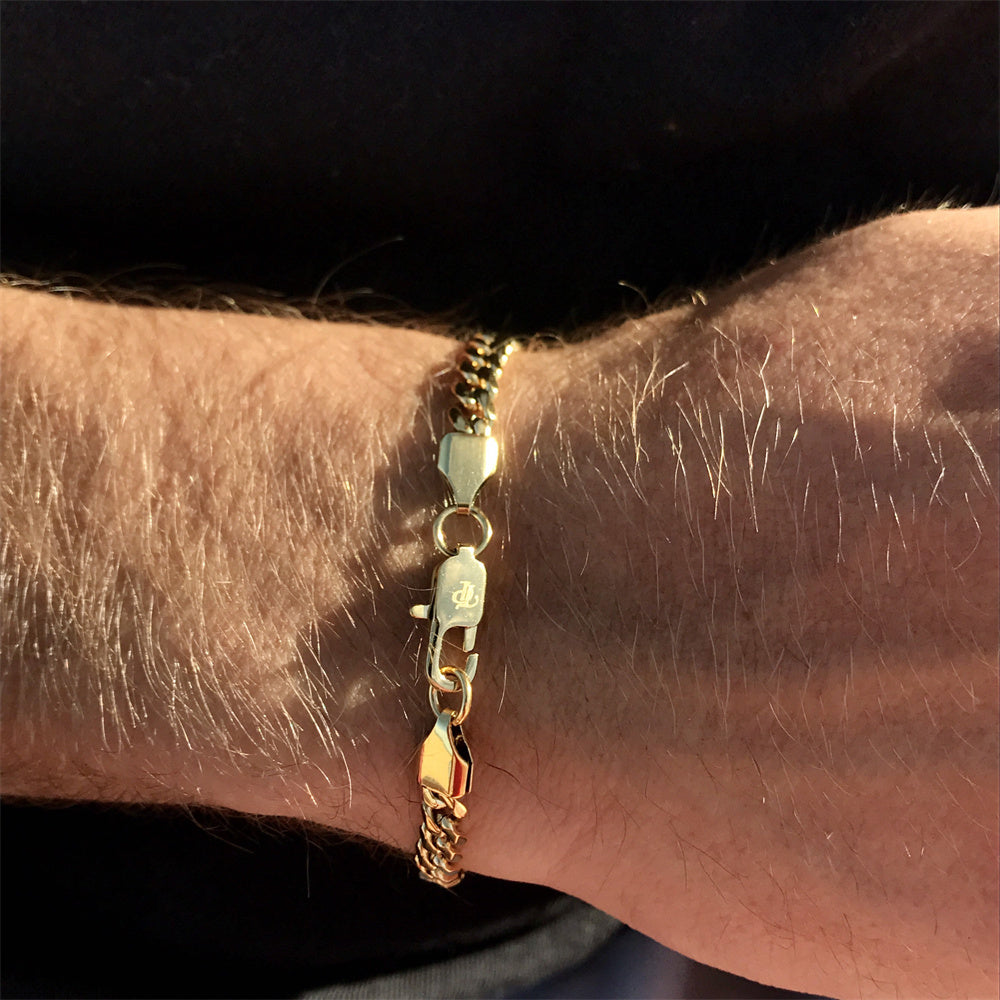 Different Width 316L Steel 18k Gold Plated Cuba Mens Bracelet Chain