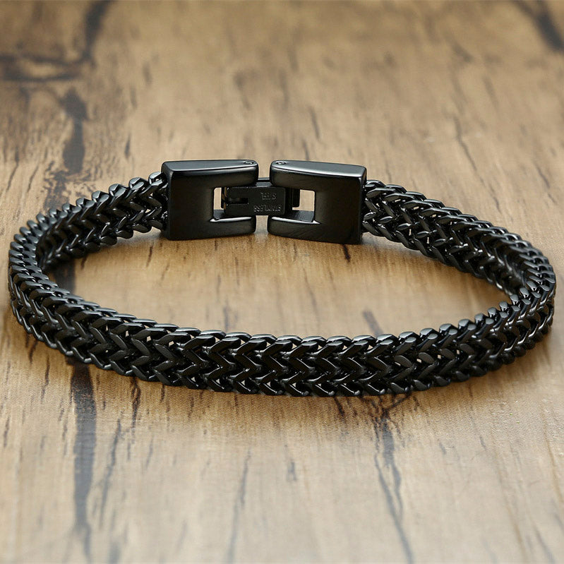 Fashion Geometric Black Plated High Polished Stainless Steel Bracelets For Men