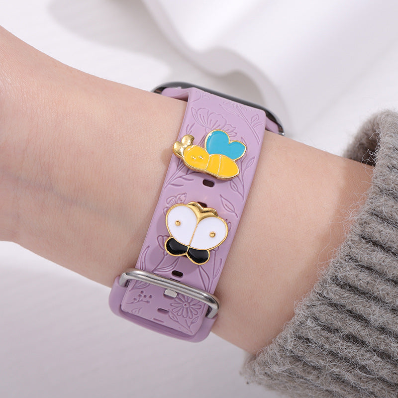 Various Cute Cartoon Designs Alloy Gold Decorative Charms For Apple Watchband