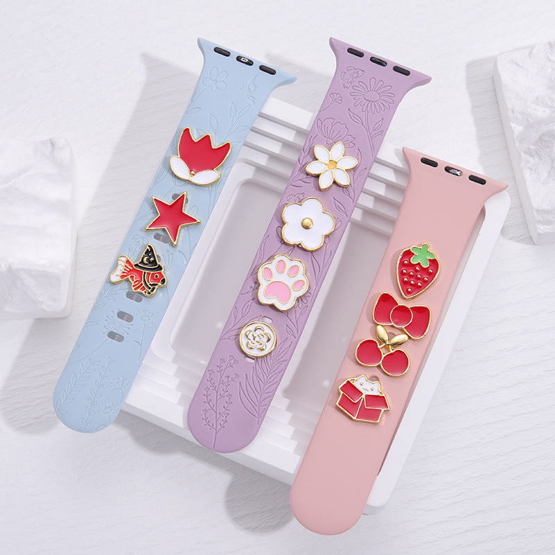 Various Cute Cartoon Designs Alloy Gold Decorative Charms For Apple Watchband