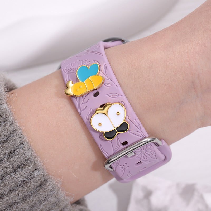 Various Cute Cartoon Designs Alloy Gold Decorative Charms For Apple Watchband