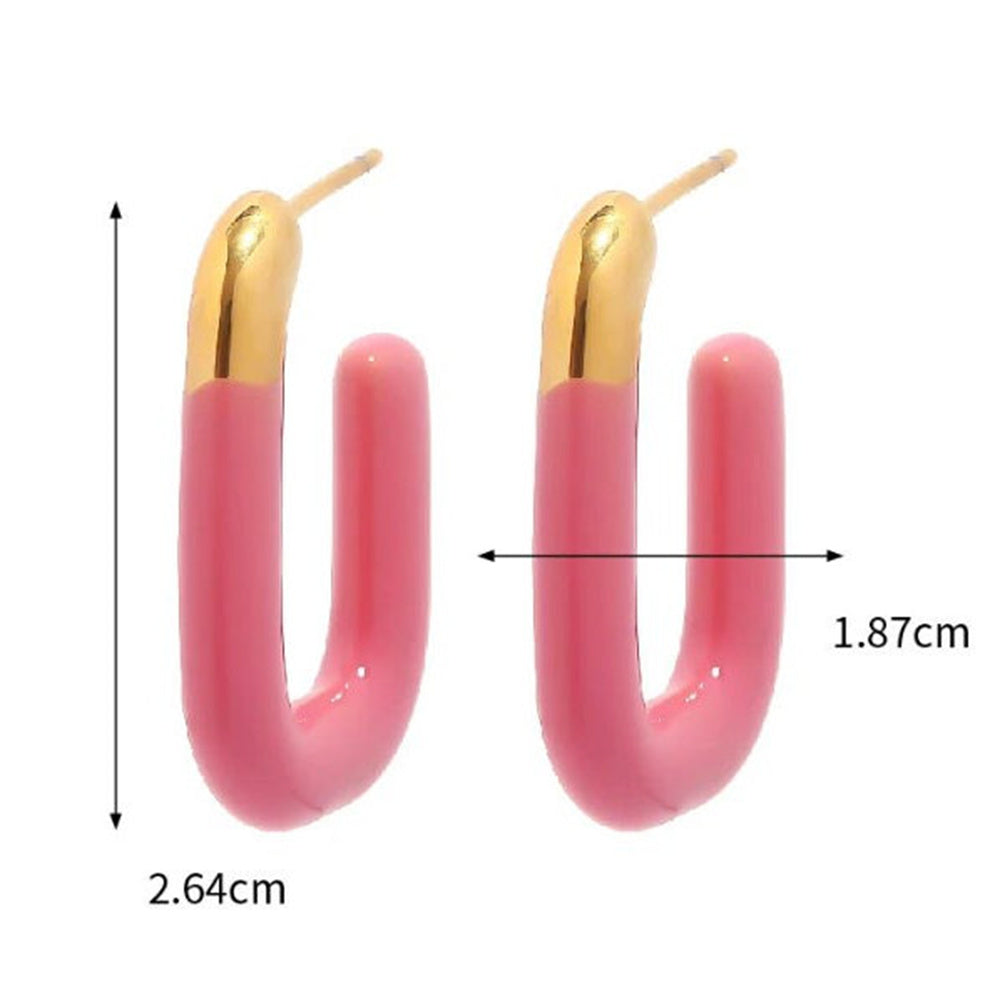 Summer Bright Colorful Statement 18k Gold Plated S925 Silver Enamel Hoop Earrings