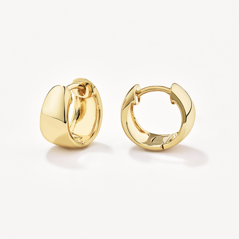Women Minimalist 18K Gold Plated Sterling Silver Chunky Dome Huggie Earrings