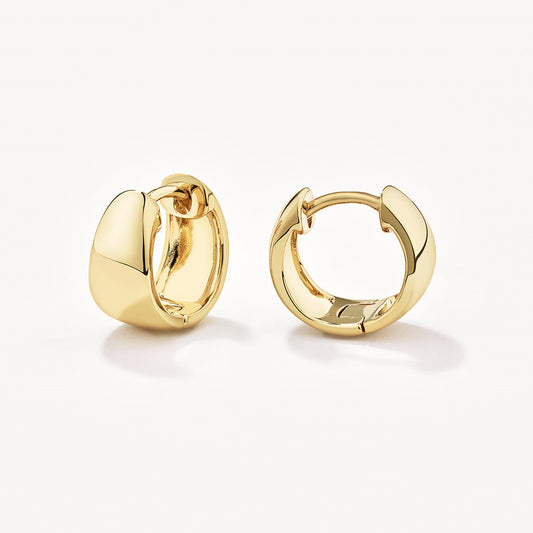 Women Minimalist 18K Gold Plated Sterling Silver Chunky Dome Huggie Earrings