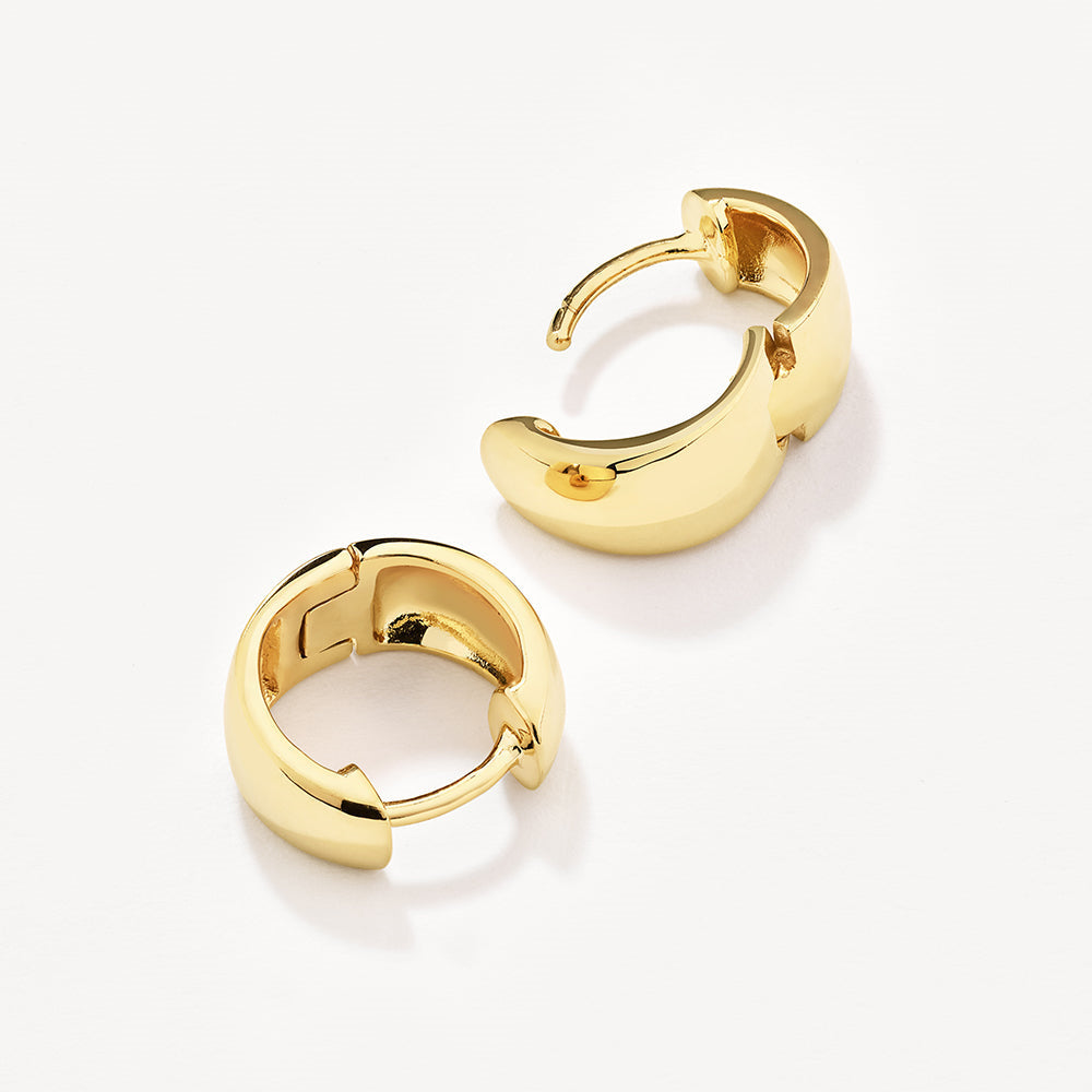 Women Minimalist 18K Gold Plated Sterling Silver Chunky Dome Huggie Earrings
