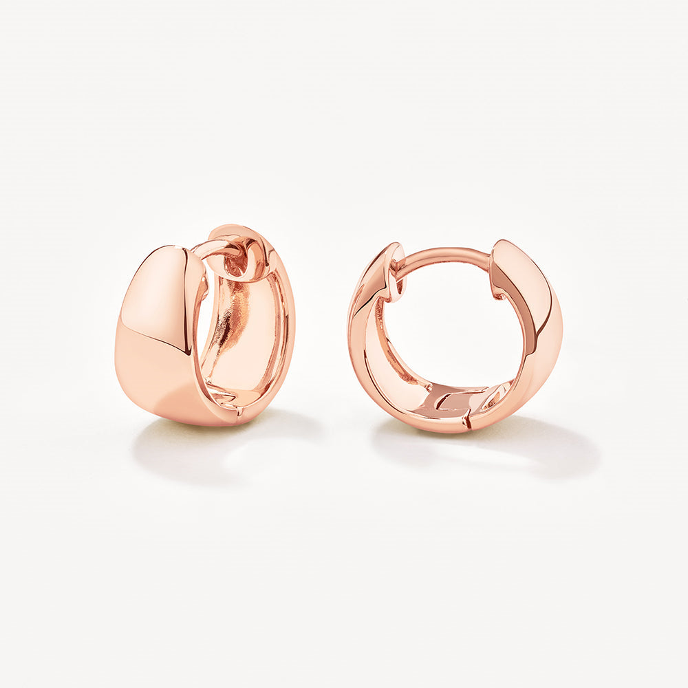 Women Minimalist 18K Gold Plated Sterling Silver Chunky Dome Huggie Earrings