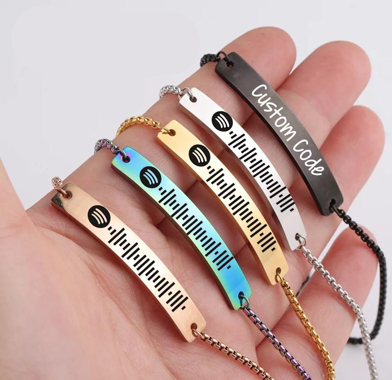 Different Colors Stainless Steel Custom Gift Spotify Code Music Bar Bracelet