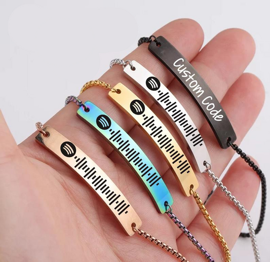 Different Colors Stainless Steel Custom Gift Spotify Code Music Bar Bracelet