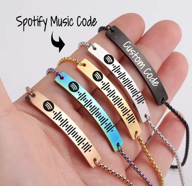Different Colors Stainless Steel Custom Gift Spotify Code Music Bar Bracelet