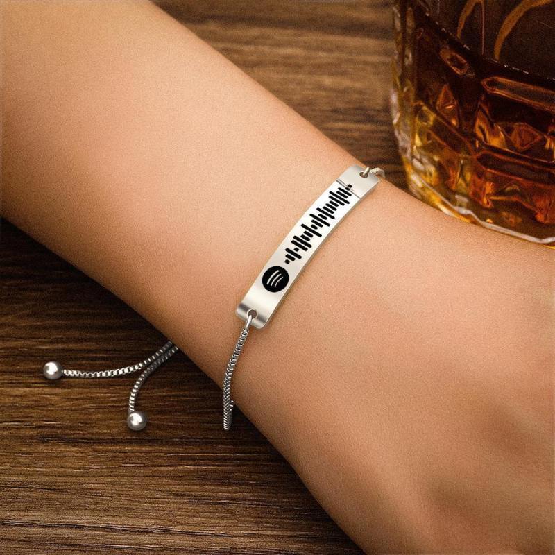 Different Colors Stainless Steel Custom Gift Spotify Code Music Bar Bracelet