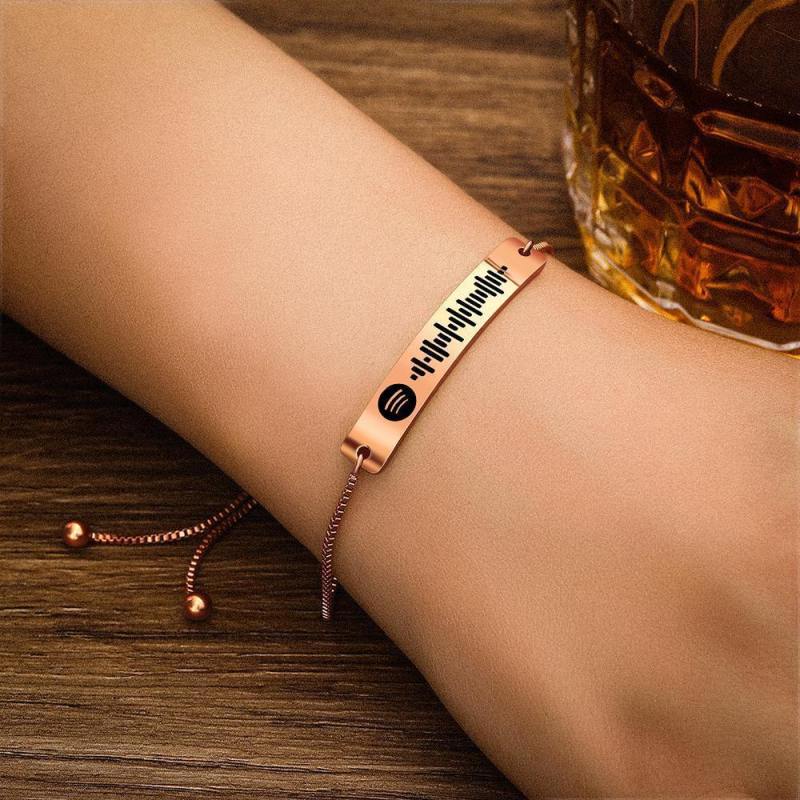 Different Colors Stainless Steel Custom Gift Spotify Code Music Bar Bracelet