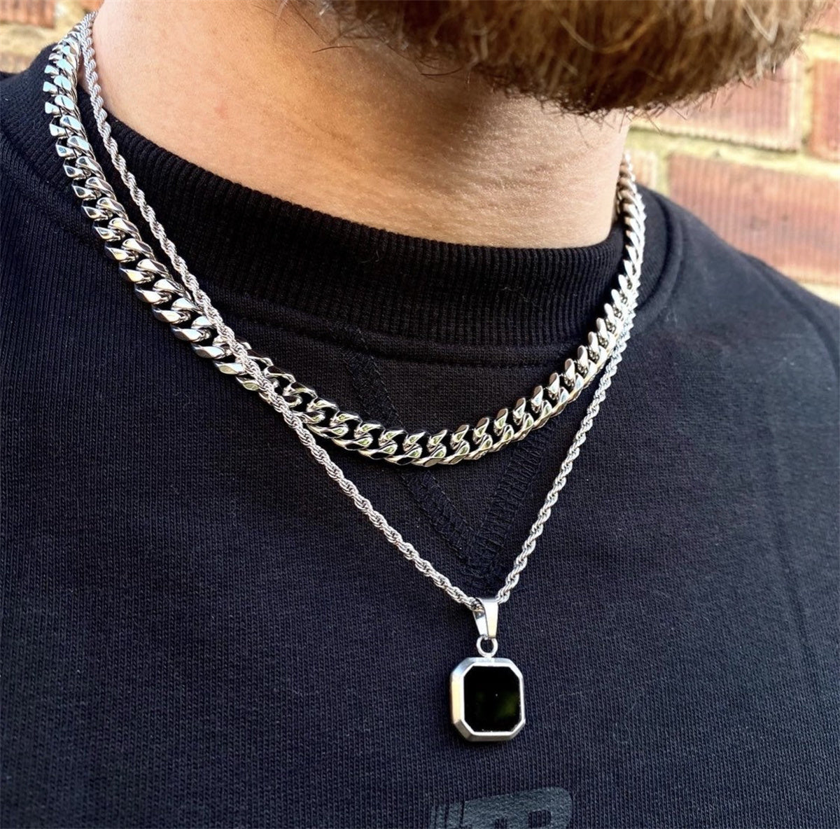 Vintage Style 8 Designs Stainless Steel Silver Pendant Necklace For Men