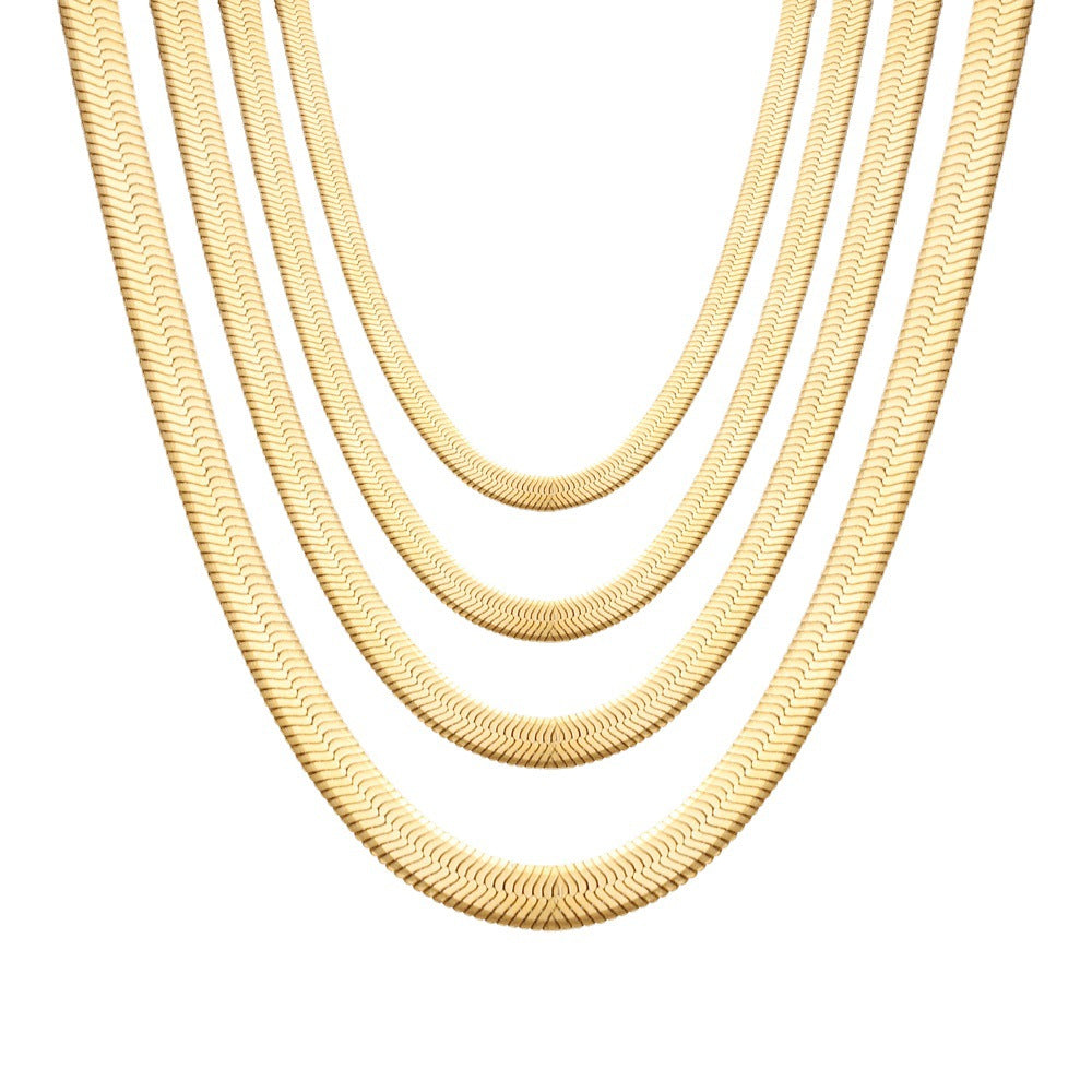 Multi Sizes Unisex Minimalist Gold Plated Stainless Steel Snake Bracelet Chain