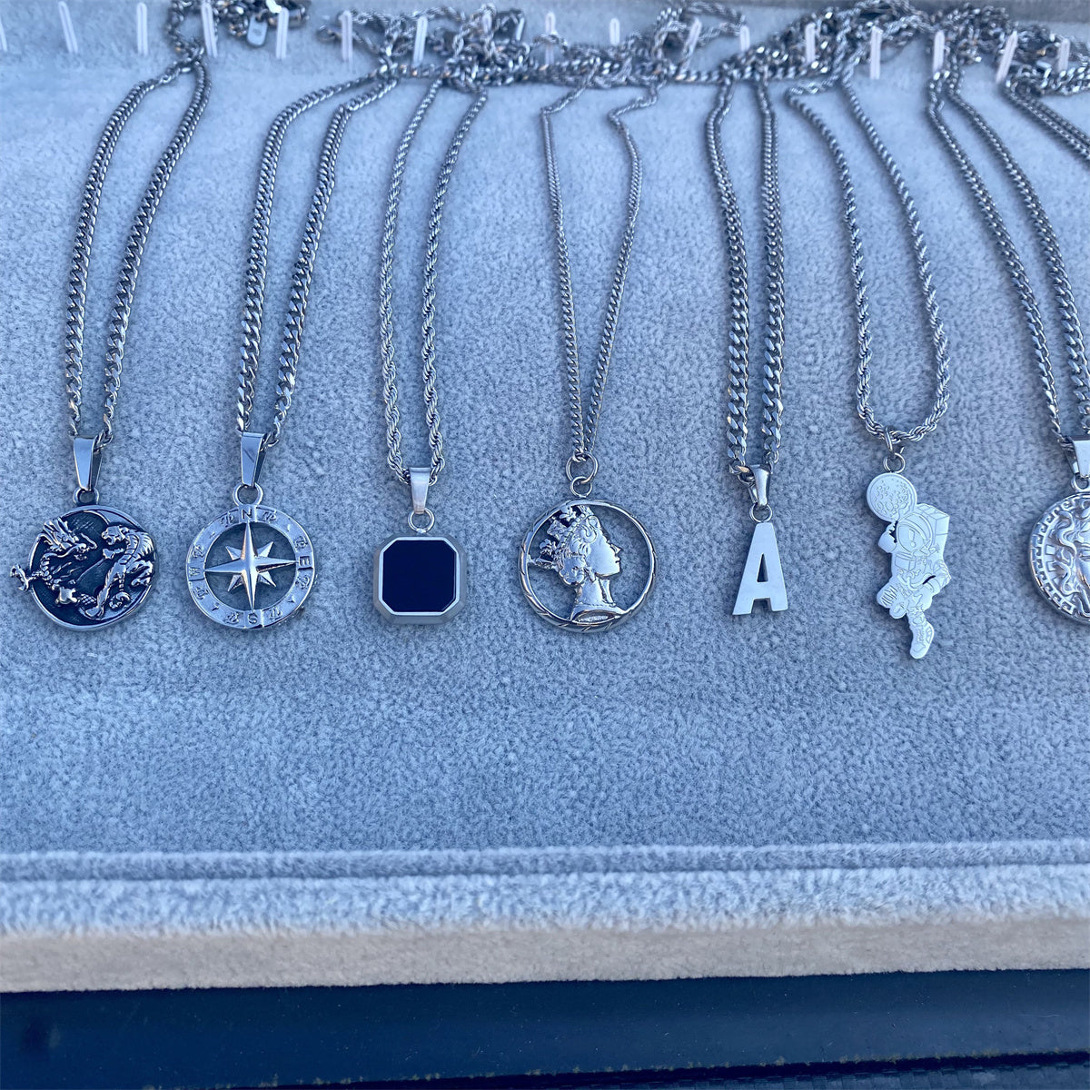 Vintage Style 8 Designs Stainless Steel Silver Pendant Necklace For Men