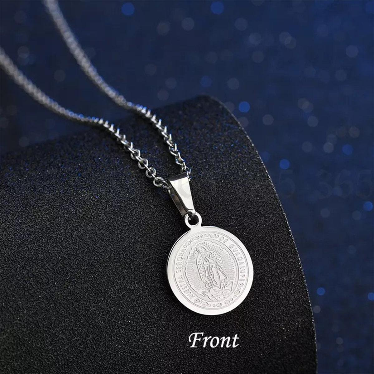Cuban Style Mens 18K Gold Plated Stainless Steel Coin Pendant Necklace
