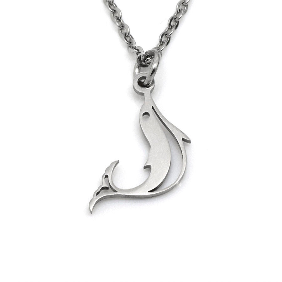 Girls Cute Jewelry Stainless Steel Silver Cutout Dolphin Pendant Necklace