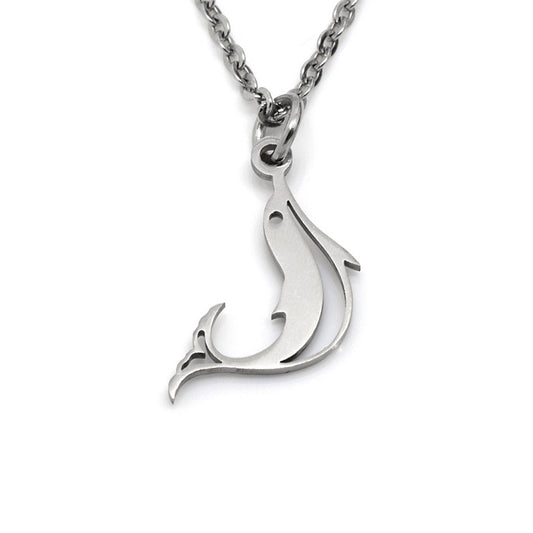 Girls Cute Jewelry Stainless Steel Silver Cutout Dolphin Pendant Necklace