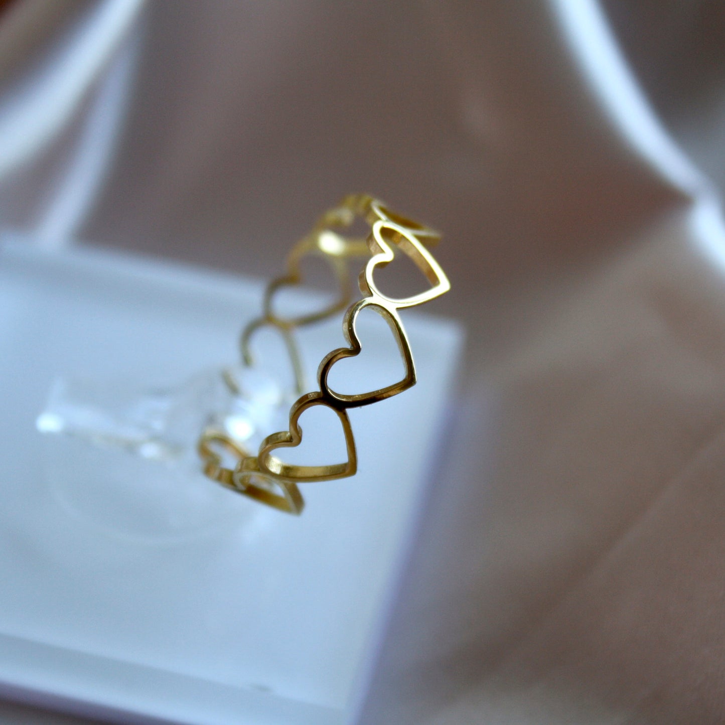 Trendy Female Waterproof Stainless Steel Simple Minimalist Adjustable Hearts Ring
