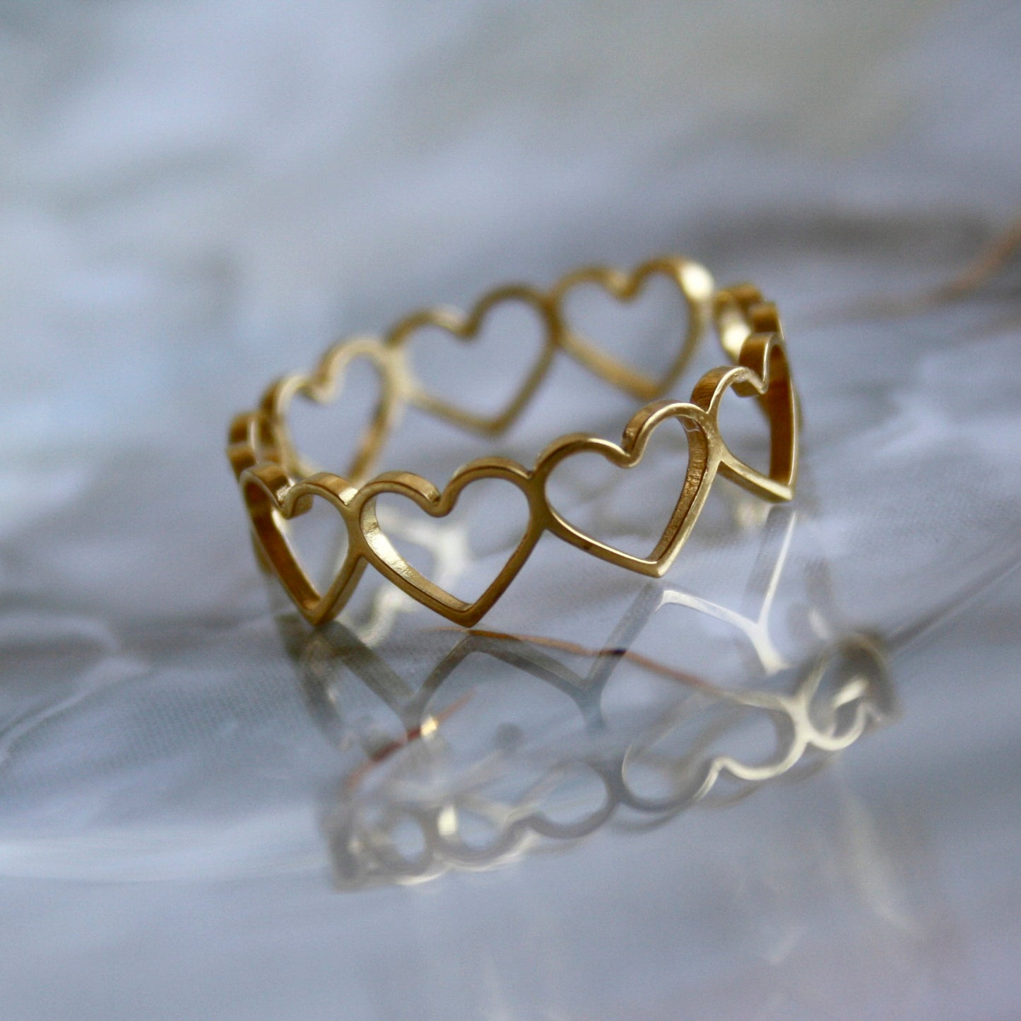 Trendy Female Waterproof Stainless Steel Simple Minimalist Adjustable Hearts Ring
